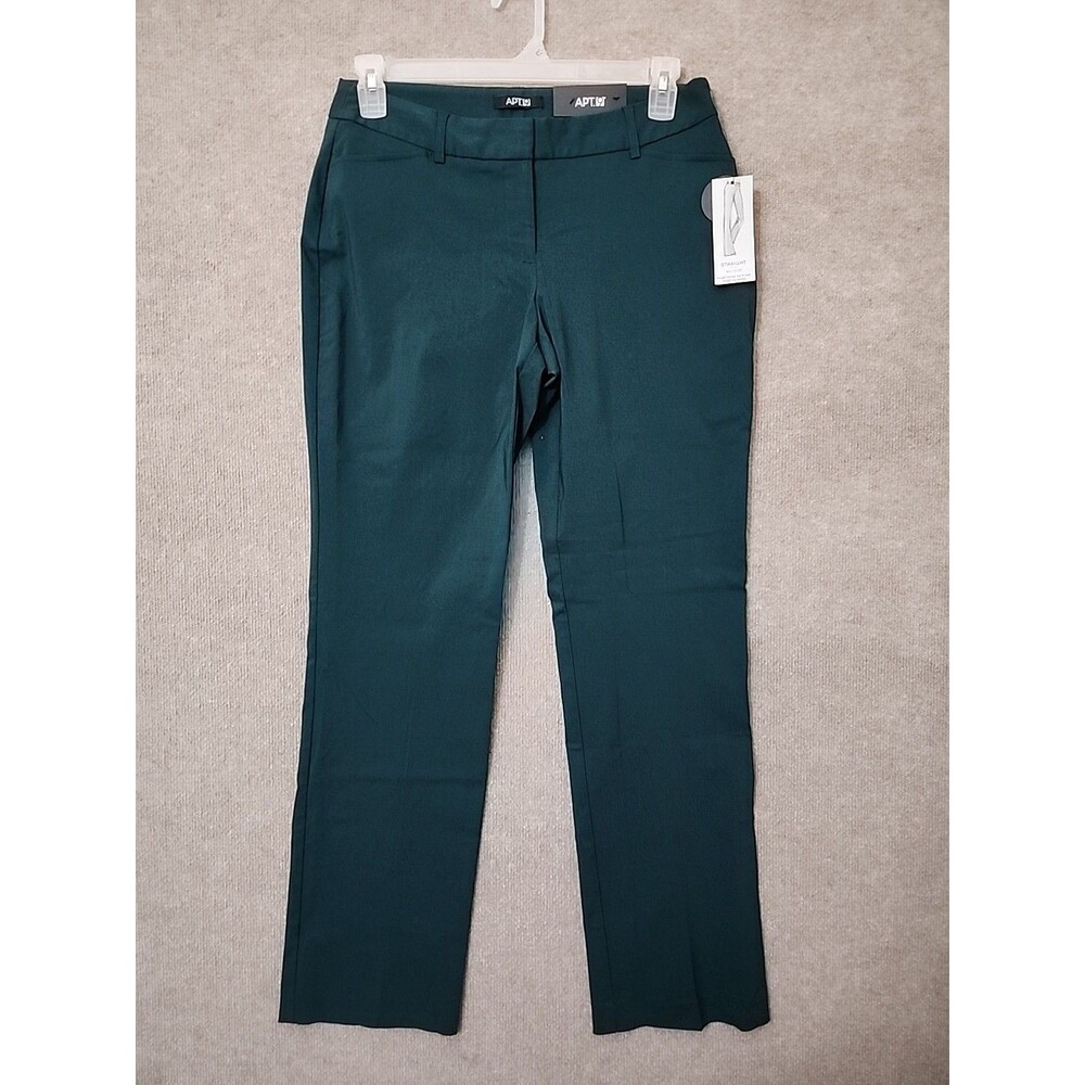 Apt 9 Straight Leg Modern Fit Dress Pants Womens 10 Pine Green Stretch NEW